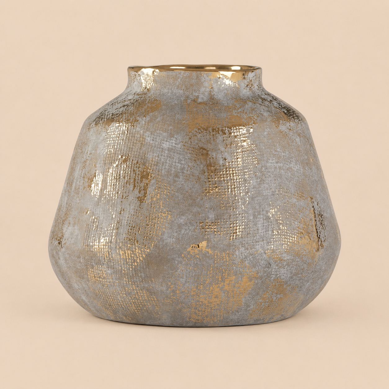 Gold & Silver Decorative Vase | Modern Metallic Ceramic Floor Vase