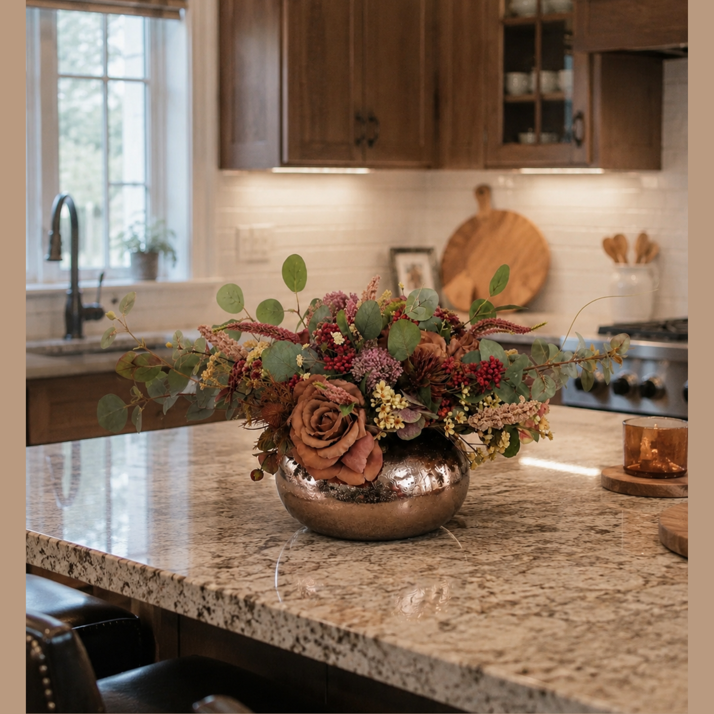Bronze Bowl | Luxury Faux Floral Centrepiece