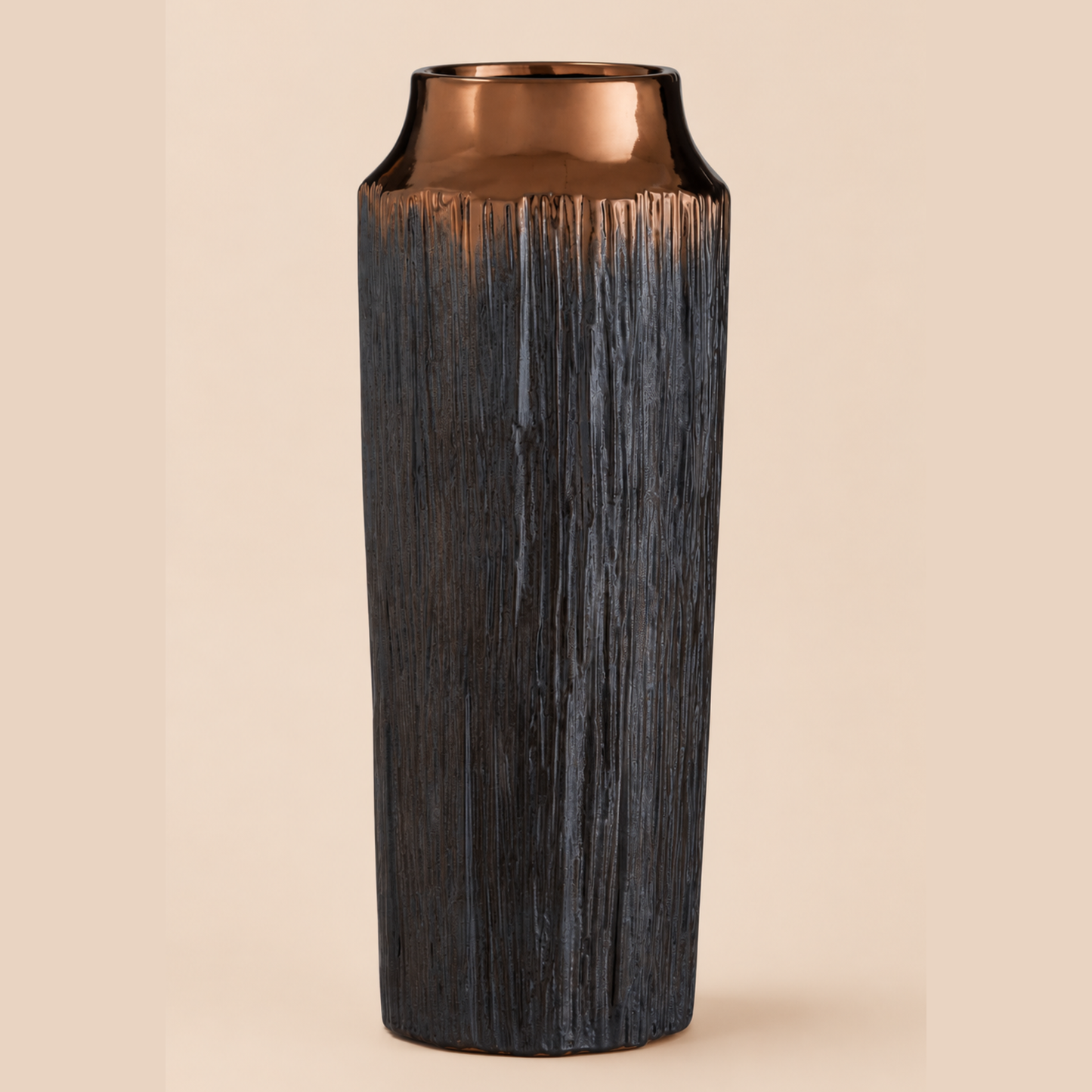 Bronze Ribbed Ceramic Vase | Luxury Contemporary Home Décor Accent