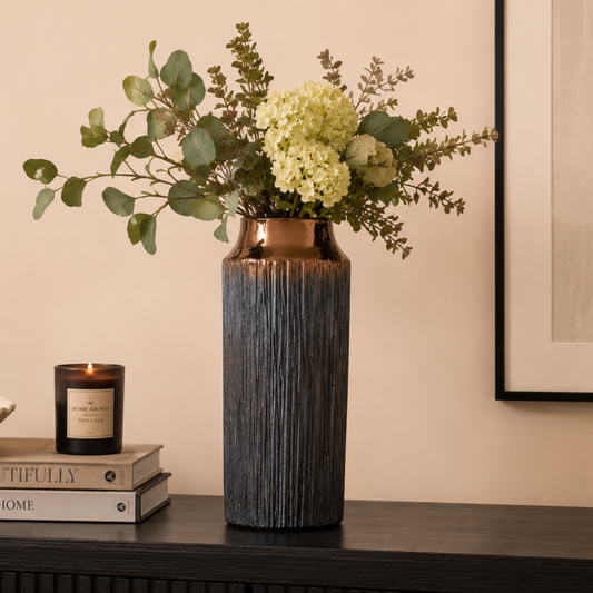 Bronze Ribbed Ceramic Vase | Luxury Contemporary Home Décor Accent