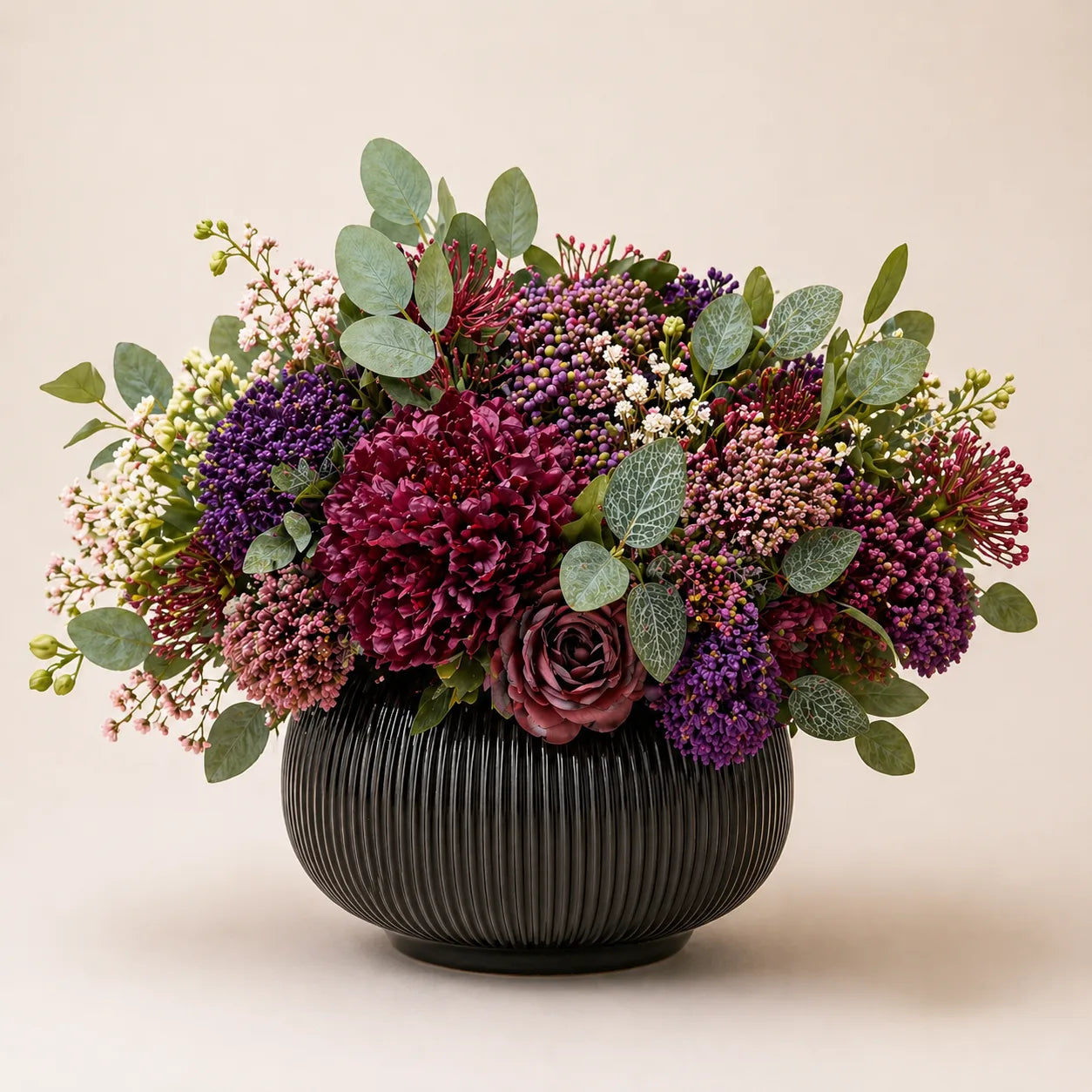 Midnight Burgundy Bloom | Luxury Faux Floral Centrepiece