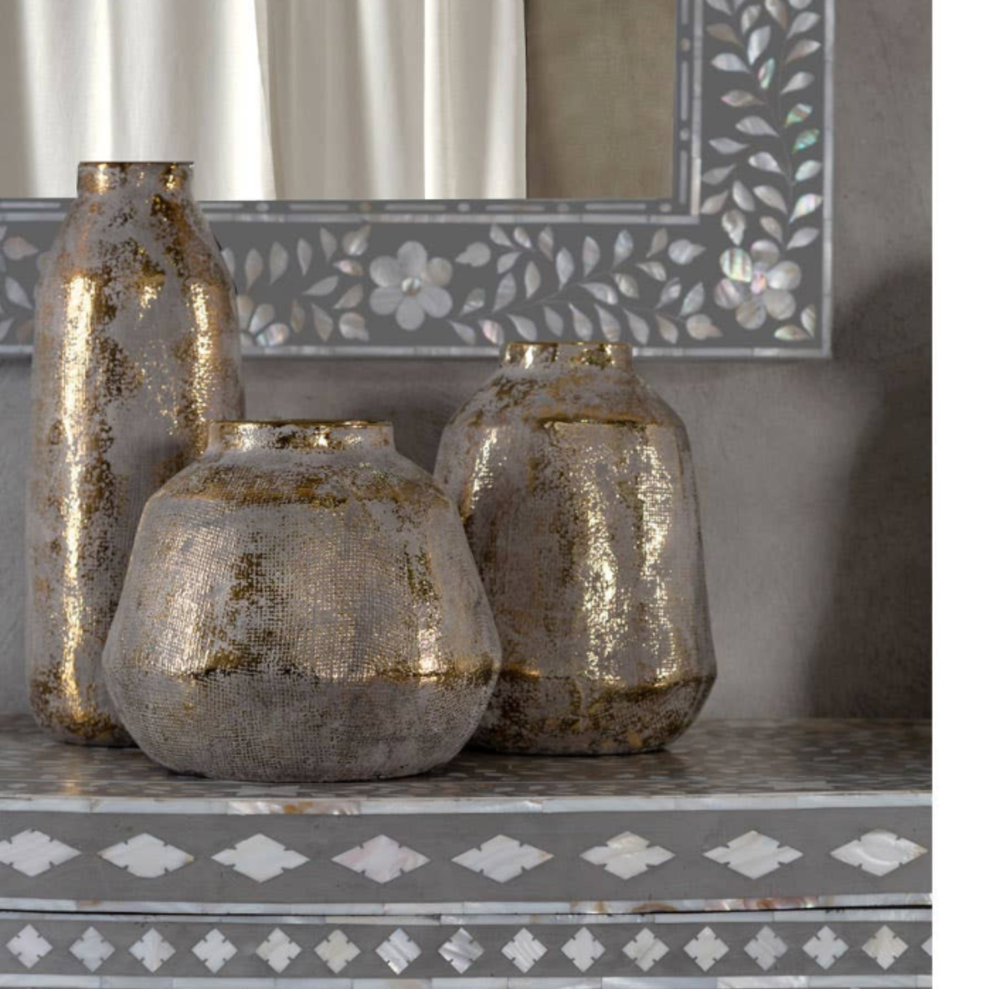 Gold & Silver Decorative Vase | Modern Metallic Ceramic Floor Vase