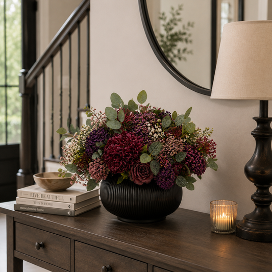 Midnight Burgundy Bloom | Luxury Faux Floral Centrepiece