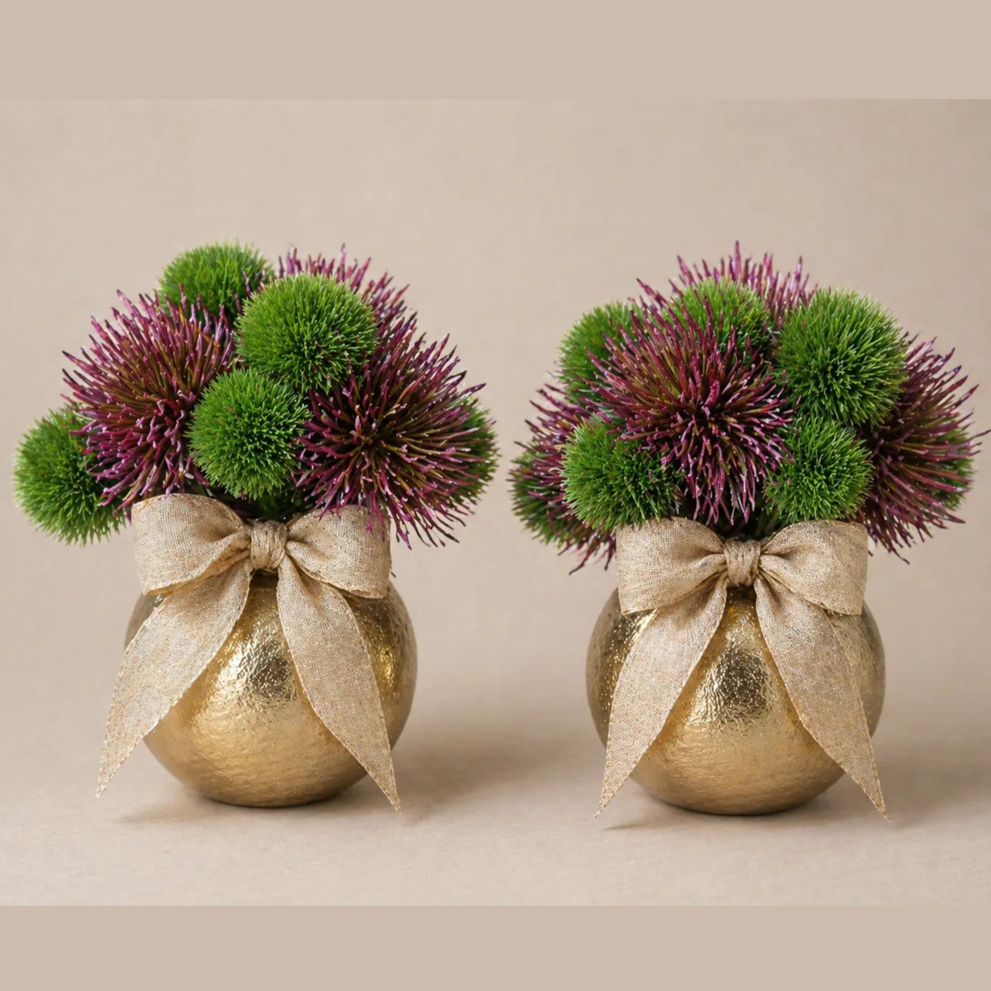 Mini Duo Gold | Luxury Gold Vase Faux Floral Set