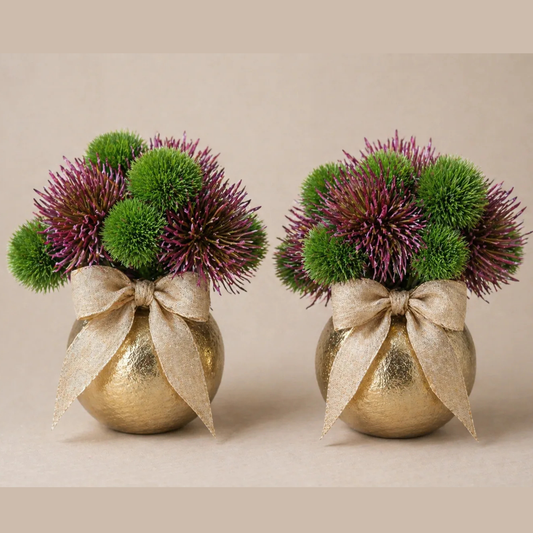 Mini Duo Gold | Luxury Gold Vase Faux Floral Set